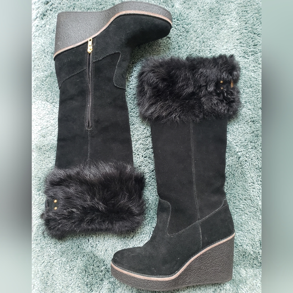 Ugg Australia Valberg Black Suede Leather Tall women's Boots Size 9